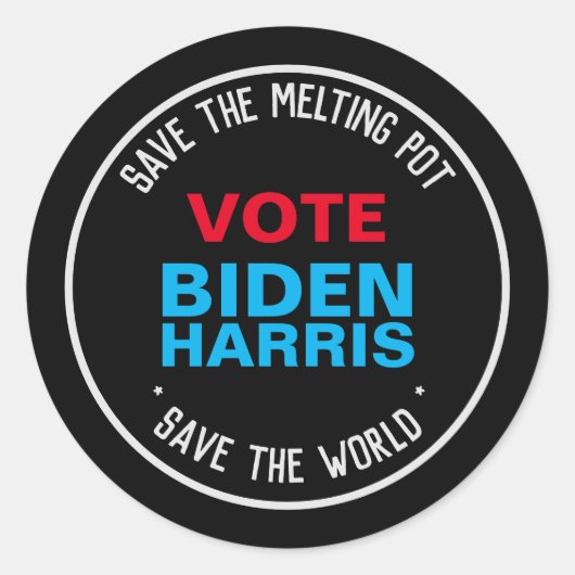 Biden Harris 2024 Save The Melting Pot Ronde Sticker (Voorkant)