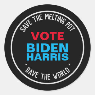 Biden Harris 2024 Save The Melting Pot Ronde Sticker