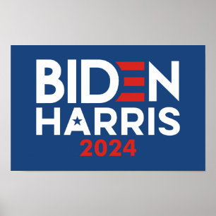 Biden Harris 2024 ster - rood wit blauw Poster