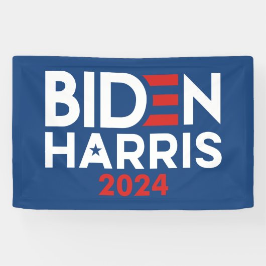 Biden Harris 2024 ster - rood wit blauw Spandoek (Horizontaal)