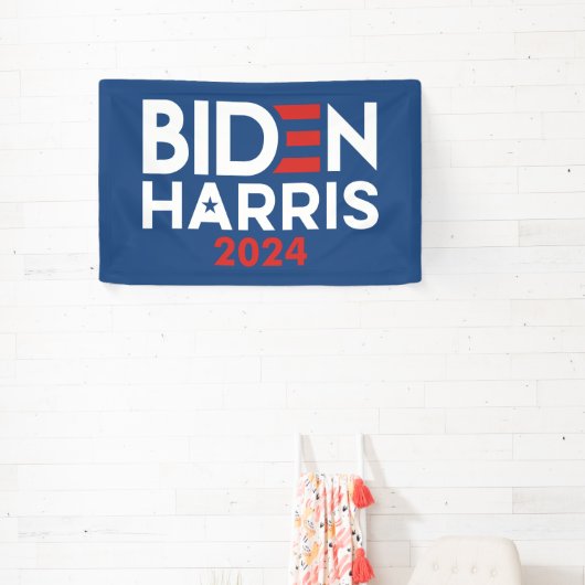 Biden Harris 2024 ster - rood wit blauw Spandoek (Insitu)