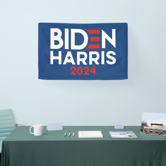 Biden Harris 2024 ster - rood wit blauw Spandoek (Beurs)