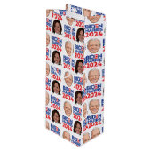 Biden Harris 2024 Verjaardag Wijn Cadeautas (Voorkant Gekanteld)