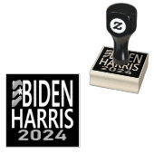 Biden Harris 2024 Verkiezing Blauw Hout Kunststemp Rubberstempel (Gestempeld)