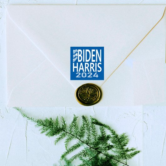 Biden Harris 2024 Verkiezing Blauw Hout Kunststemp Rubberstempel
