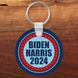 Biden Harris 2024 Verkiezingen Blauw Rood Politiek Sleutelhanger