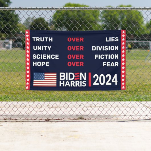 Biden Harris 2024: Waarheid Eenheid Wetenschap Hoo Spandoek (Insitu)