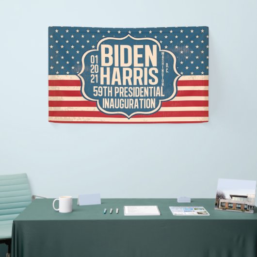 Biden Harris 59th Inauguration Herdenking Spandoek (Beurs)