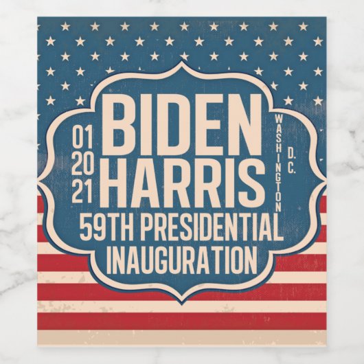 Biden Harris 59th Inauguration Herdenking Wijn Etiket (Enkel label)