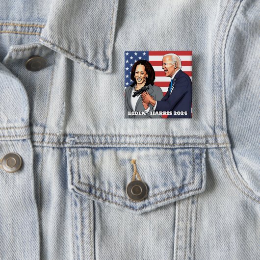Biden - Harris | Amerikaanse presidentsverkiezinge Vierkante Button 5,1 Cm (In situ)