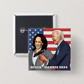 Biden - Harris | Amerikaanse presidentsverkiezinge Vierkante Button 5,1 Cm (Voorkant /achterkant)