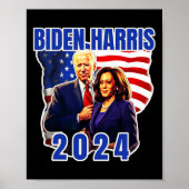 Biden Harris Amerikaanse vlag stemming 2024 Verkie Poster (Voorkant)