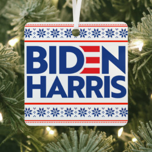 BIDEN HARRIS BLUE CHRISTMAS SWEATER METALEN ORNAMENT