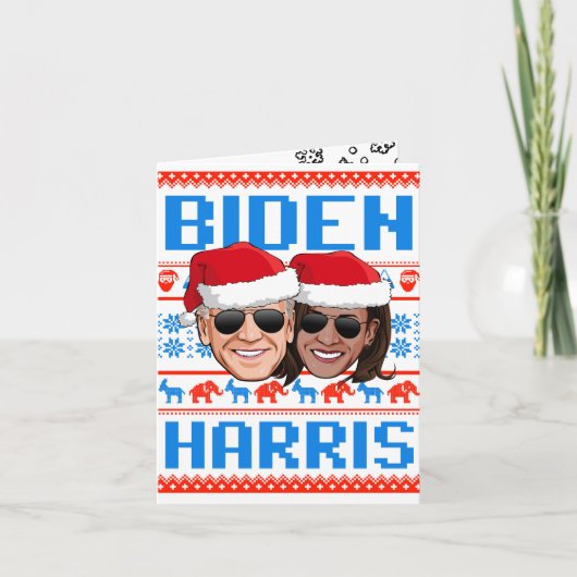 Biden Harris Blue Kerstmis Kaart (Voorkant)