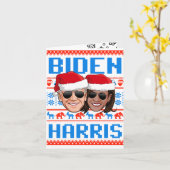Biden Harris Blue Kerstmis Kaart (Gele Bloem)