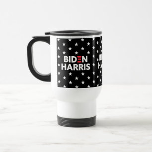Biden / Harris Blue Stars Pattern Black and White Reisbeker