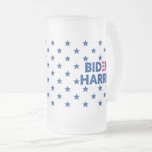 Biden / Harris Blue Stars Pattern Matglas Bierpul (Voorkant rechts)