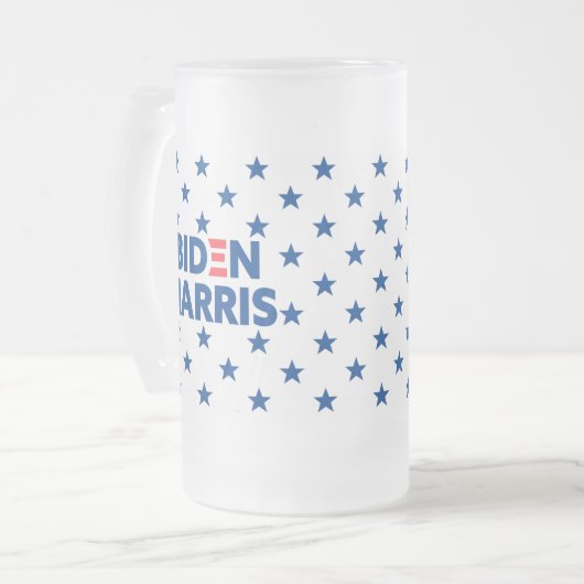 Biden / Harris Blue Stars Pattern Matglas Bierpul (Voorkant links)