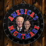 Biden Harris Cartoon AMERICA'S NIGHTMARE Dartbord<br><div class="desc">De cartoon van de karikatuur van Joe Biden en Kamala Harris stond in het teken van de term AMERICA'S NIGHTMARE. Het laten afwisselend tussen rood en blauw. Het ontwerp wordt getoond op een zwarte achtergrond die u in om het even welke kleur kunt veranderen u verkiest.</div>