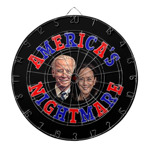 Biden Harris Cartoon AMERICA'S NIGHTMARE Dartbord (Voorkant)