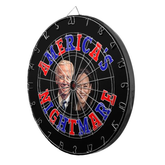 Biden Harris Cartoon AMERICA'S NIGHTMARE Dartbord (Voorkant Rechts)
