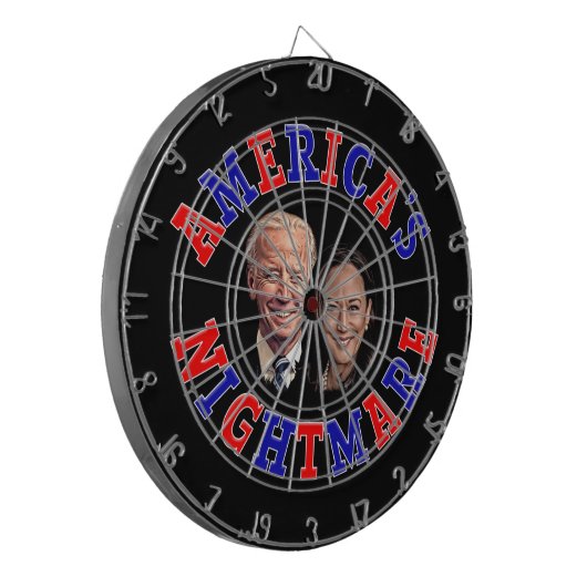 Biden Harris Cartoon AMERICA'S NIGHTMARE Dartbord (Voorkant Links)