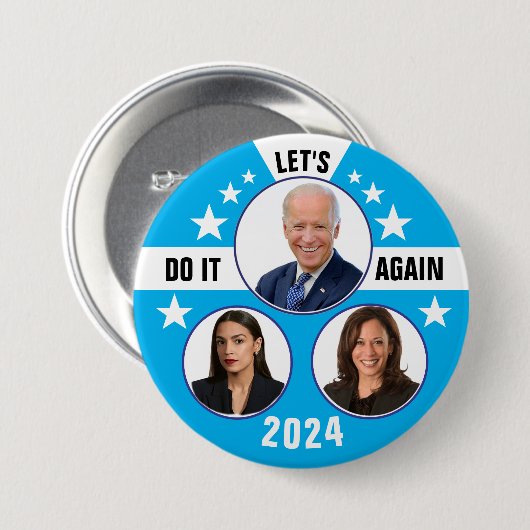 Biden Harris en AOC 2024 Ronde Button 7,6 Cm (Voorkant /achterkant)