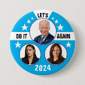 Biden Harris en AOC 2024 Ronde Button 7,6 Cm (Voorkant)