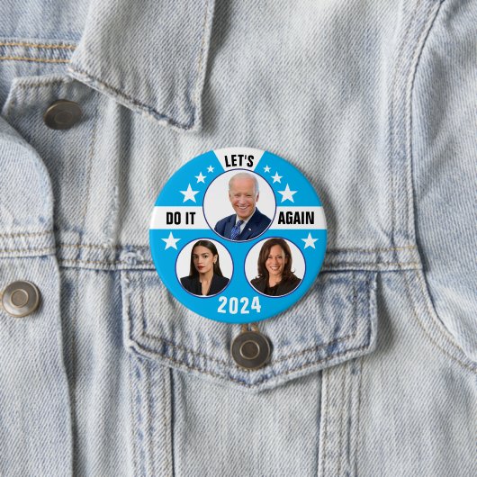 Biden Harris en AOC 2024 Ronde Button 7,6 Cm (In situ)