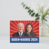 Biden Harris Foto - 2024 ster - Rood Wit Blauw Briefkaart (Staand voorkant)