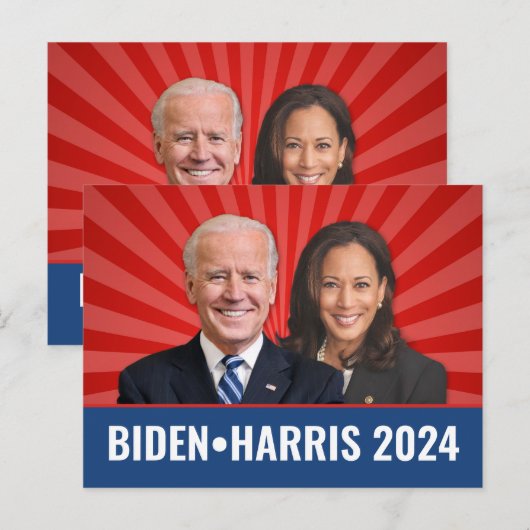 Biden Harris Foto - 2024 ster - Rood Wit Blauw Briefkaart (Voorkant / Achterkant)