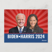 Biden Harris Foto - 2024 ster - Rood Wit Blauw Briefkaart (Achterkant)