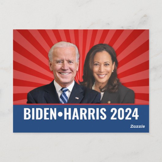 Biden Harris Foto - 2024 ster - Rood Wit Blauw Briefkaart (Achterkant)