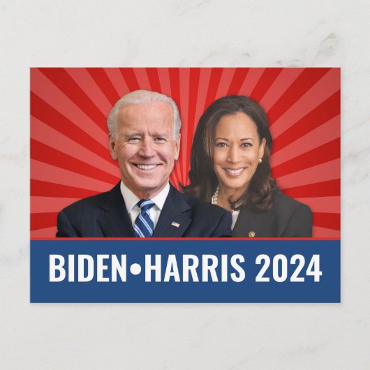 Biden Harris Foto - 2024 ster - Rood Wit Blauw Briefkaart (Voorkant)
