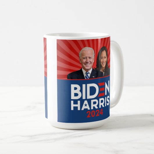 Biden Harris Foto - 2024 ster - Rood Wit Blauw Koffiemok (Voorkant rechts)