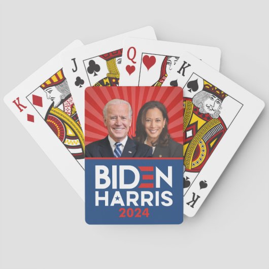 Biden Harris Foto - 2024 ster - Rood Wit Blauw Pokerkaarten (Achterkant)