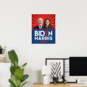 Biden Harris Foto - 2024 ster - Rood Wit Blauw Poster (Thuiskantoor)