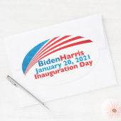 Biden Harris Inauguration Day American Flag Ovale Sticker (Envelop)