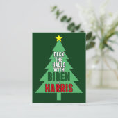 Biden Harris Kerstboom Deck de Hallen Feestdagenkaart (Staand voorkant)