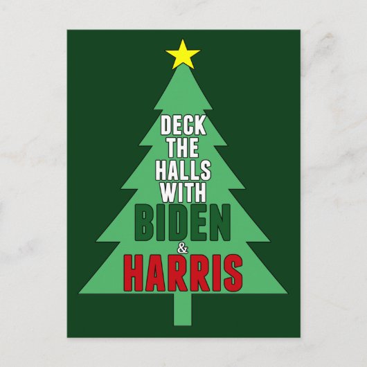 Biden Harris Kerstboom Deck de Hallen Feestdagenkaart (Voorkant)