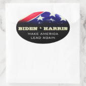 BIDEN HARRIS Laat Amerika weer leiden Ovale Sticker (Tas)