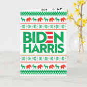 BIDEN HARRIS LELIJKE KERSTTRUI (Groen) Kaart (Gele Bloem)