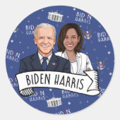 Biden Harris Party Ronde Sticker (Voorkant)