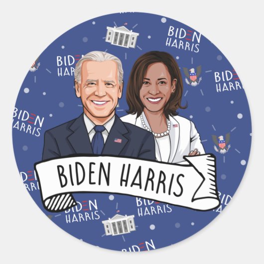 Biden Harris Party Ronde Sticker (Voorkant)
