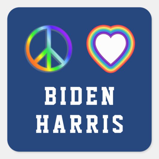 Biden Harris Peace Love Vierkante Sticker (Voorkant)