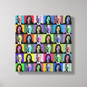 Biden Harris Pop Art (36 kleuren) Canvas Afdruk