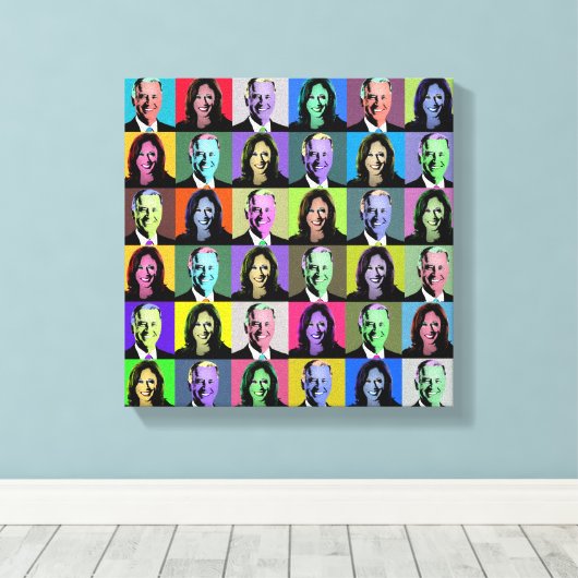 Biden Harris Pop Art (36 kleuren) Canvas Afdruk (Insitu (Houten vloer))