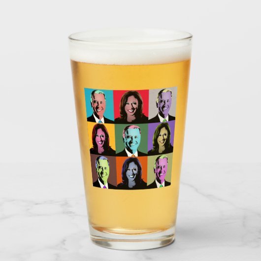 Biden Harris Pop Art (Neon) Glas (Voorkant gevuld)
