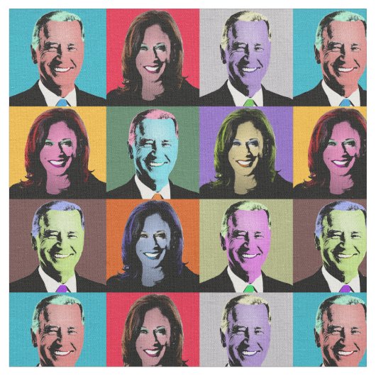 Biden Harris Pop Art (Neon) Stof (Close Up)