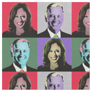 Biden Harris Pop Art (rood, grijs, groen, Paars) Stof